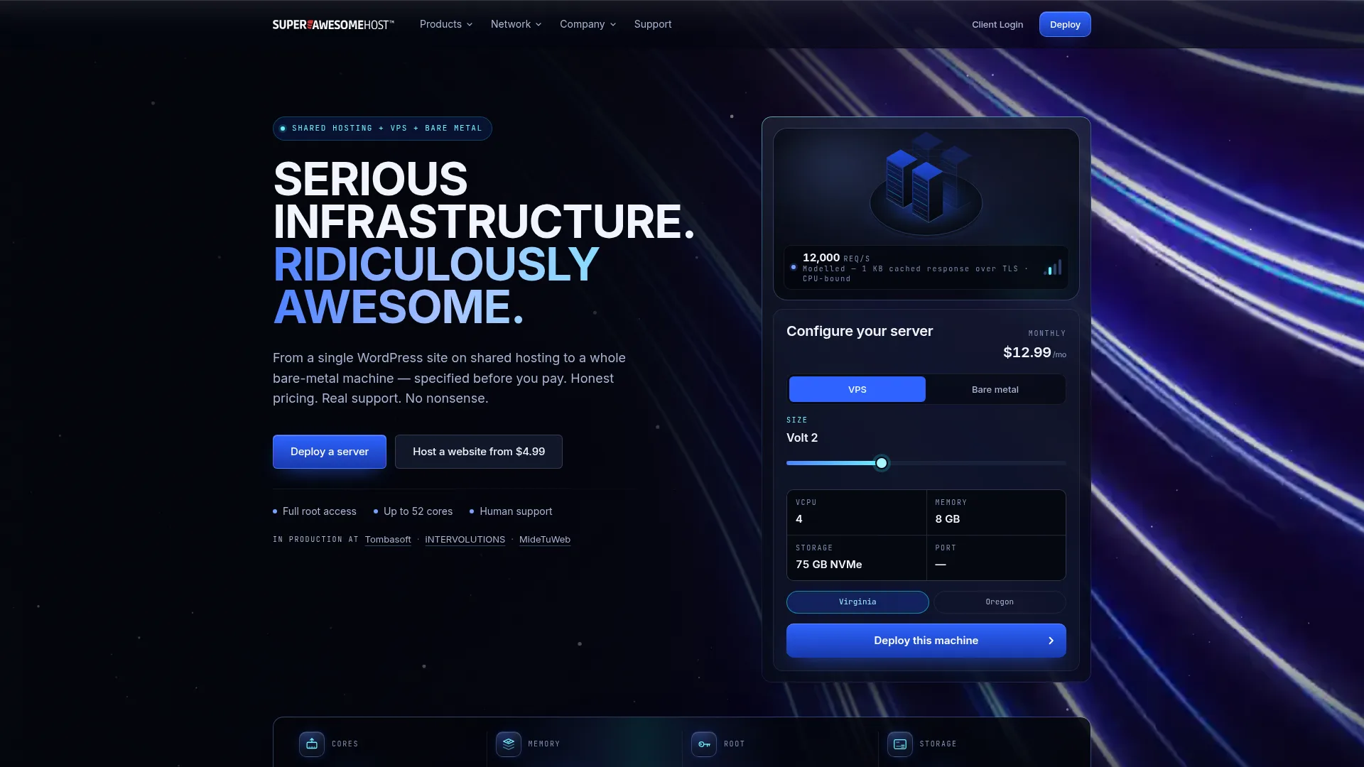 Selling hosting by showing the machine, not the slogan